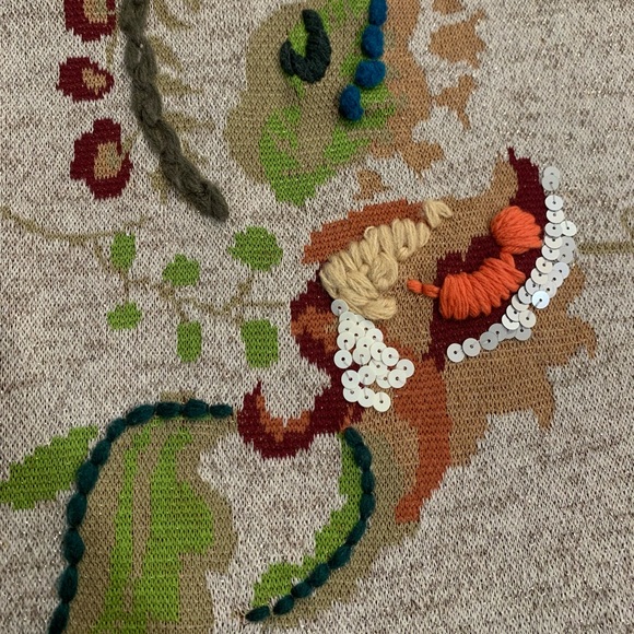 Anthropologie Knit and Knotted Embroidered Petals Swing Sweater Dress S - Picture 6 of 13